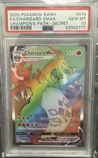 2020 Pokemon SWSH FA/Charizard VMAX #074 Champion's Path Secret Rainbow PSA 10