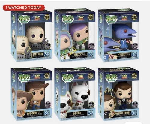 Toy Story Digital Funko 7 Pops Set- Baby Head, Woody, Buzz, Sid, Janie, 2 SCUD
