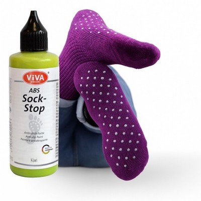 ViVA DECOR ABS SockStop KIWI GRÜN Anti Rutsch Socken selbst gestalten waschbar