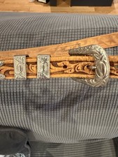 Chambers Vintage Small Tooled Brown Leather Western Belt Country Cowgirl Boho 36