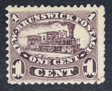 NEW BRUNSWICK SG7 QV 1860 1c Brown-Purple, Mint MLH, Cat £85