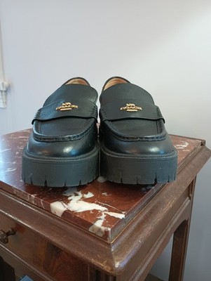 Coach Ruthie Black Platform Leather Loafers Size 7.5 | eBay
