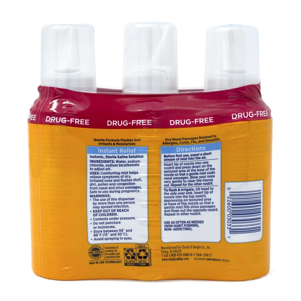 Arm & Hammer Simply Saline Nasal Relief Mist Spray- Giant Size - 4.5 Ounce (Pack - Image 4 of 4