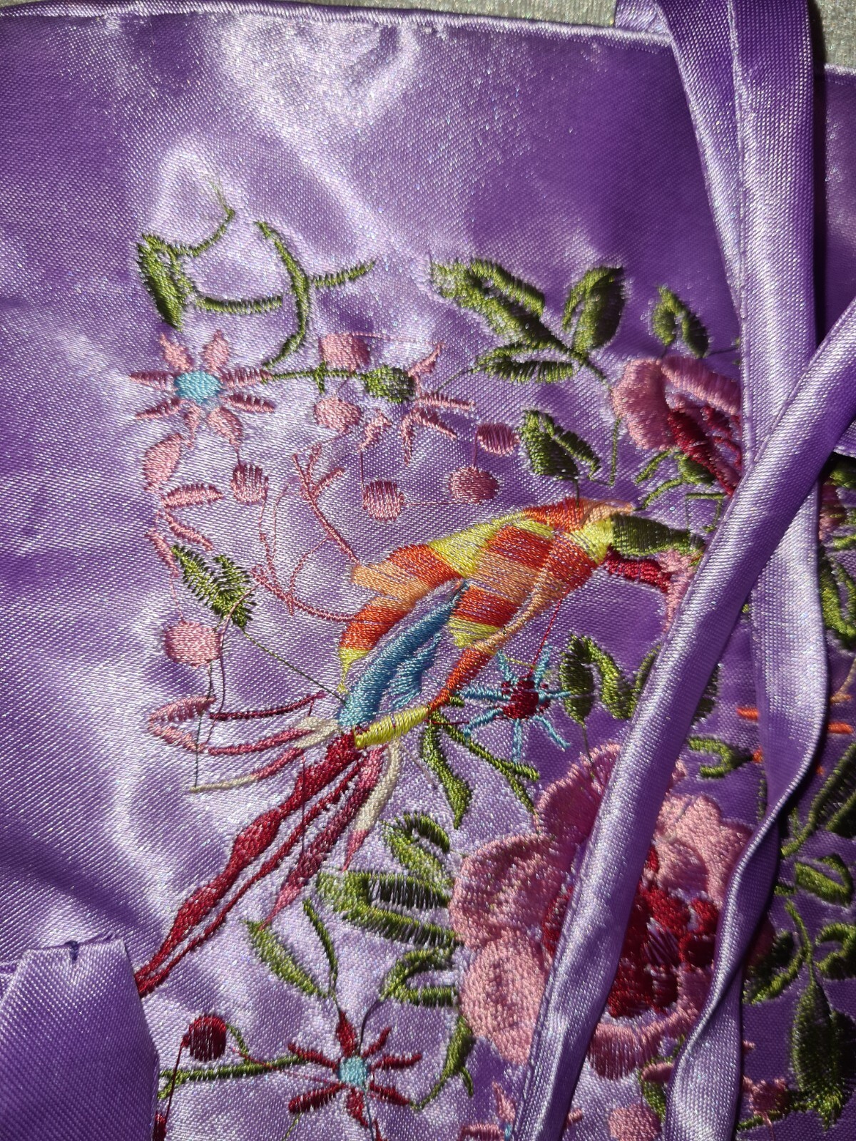 Silk Purple Embroidery Floral Travel Jewellery Wrap Roll Brocade