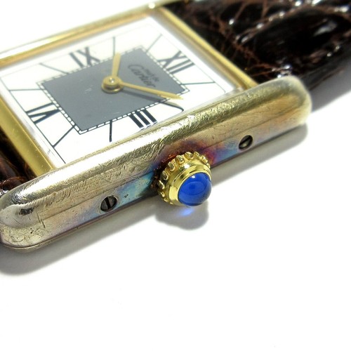 Auth Cartier Must de Cartier Tank Vermeil - White 61299 5057001 Dark Brown - Bild 8 von 12