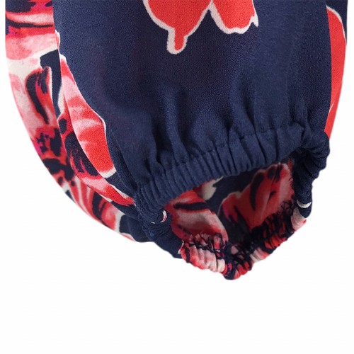 Mujer Junior Vestido XS Azul Marino Rosa Rojo Floral Hombro Frío Corto Verano Usado en Excelente Condición - Imagen 5 de 8
