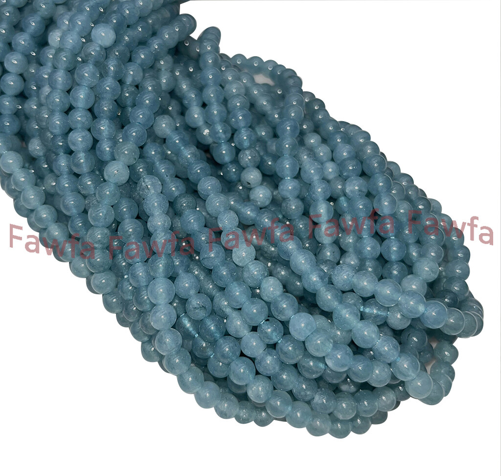 4mm Faceted Natural Blue Aquamarine Gemstone Beads – 15'' Strand, Round Loose Beads For Jewelry Making