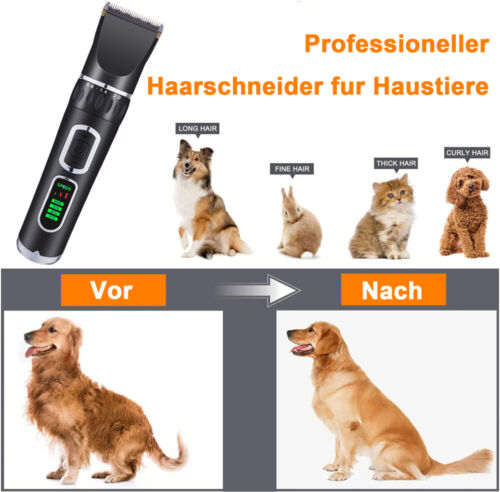 Tierhaarschneider Profi Schermaschine Akku Rasier Trimmer für Hunde Katze Haar - Afbeelding 1 van 11