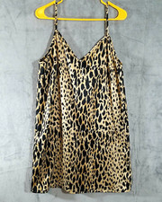 Asos Leopard Print Slip Dress Womens US 10 Midi Cami Spaghetti Strap