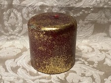 Pottery Barn  GOLD WASHED BURGUNDY PILLAR CANDLE  3 X 3