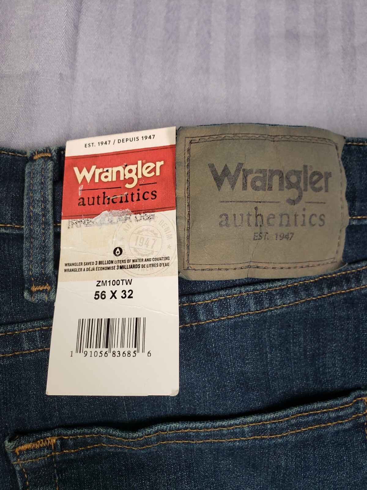Wrangler Authentics Jeans Mens 56x32 Blue Irregular 