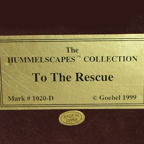 TO THE RESCUE MODEL 1020-D HUMMELSCAPES / GOEBEL made 1999 Hand Painted China - Picture 3 of 3
