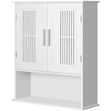 kleankin Mobiletto da Bagno a Muro con Armadio e Ripiano Inferiore Bianco