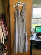 Morilee Madeline Gardner Chiffon Bridesmaid Dress Gray Blue Women's 8