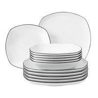 Seltmann Weiden Lido Black Line 10826 Tafelservice Eckig 12-Teilig