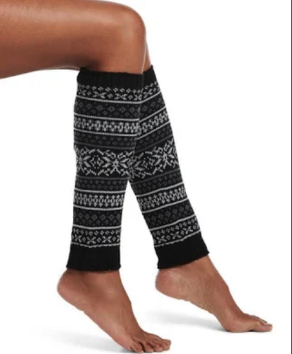 Fairisle Black Knee Length Leg Warmers 