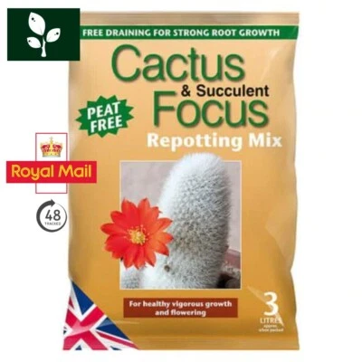 Cactus And Succulent Focus Re-Potting Mix Cactus Soil For Healthy Root Growth 3L