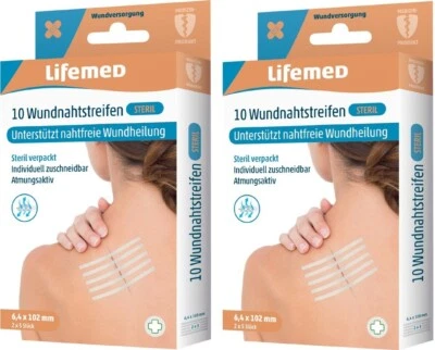 20 x Wundverschlussstreifen Wundnahtstreifen 6,4 x 102 mm steril Lifemed