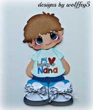 ELITE4U NANA BOY LOVE premade paper piecing scrapbook diecut page piece WOLFFEY5