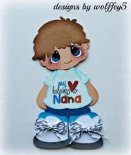ELITE4U NANA BOY LOVE premade paper piecing scrapbook diecut page piece WOLFFEY5