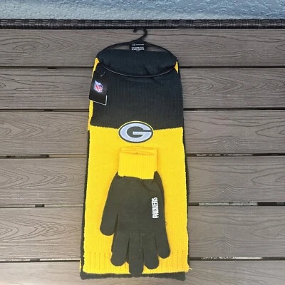 LITTLE EARTH PRODUCTIONS NFL Green Bay Packers Colorblock Scarf & Glove Gift Set (3 PC) NEW