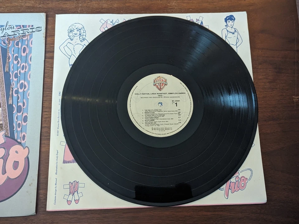 Dolly Parton Linda Ronstadt Emmylou Harris Trio Record LP W1 25491 - Image 2 of 4