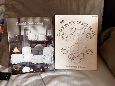 2 Vtg Candlewicking Books Janice Shirley Kathleen Taylor Colonial Design Books