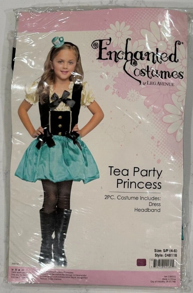 Disfraz de Alicia en el País de las Maravillas CON Diadema (Princesa Fiesta del Té), Talla S (4-6) NUEVO Foto 2 de 4