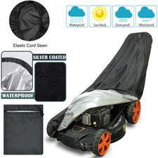 Universal Waterproof Lawn Mower Cover Outdoor UV Protector for Push Mowers Black
