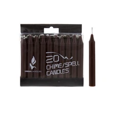 Mega Candles - Unscented 4" Chime / Spell Taper Candles - Brown, Set of 20