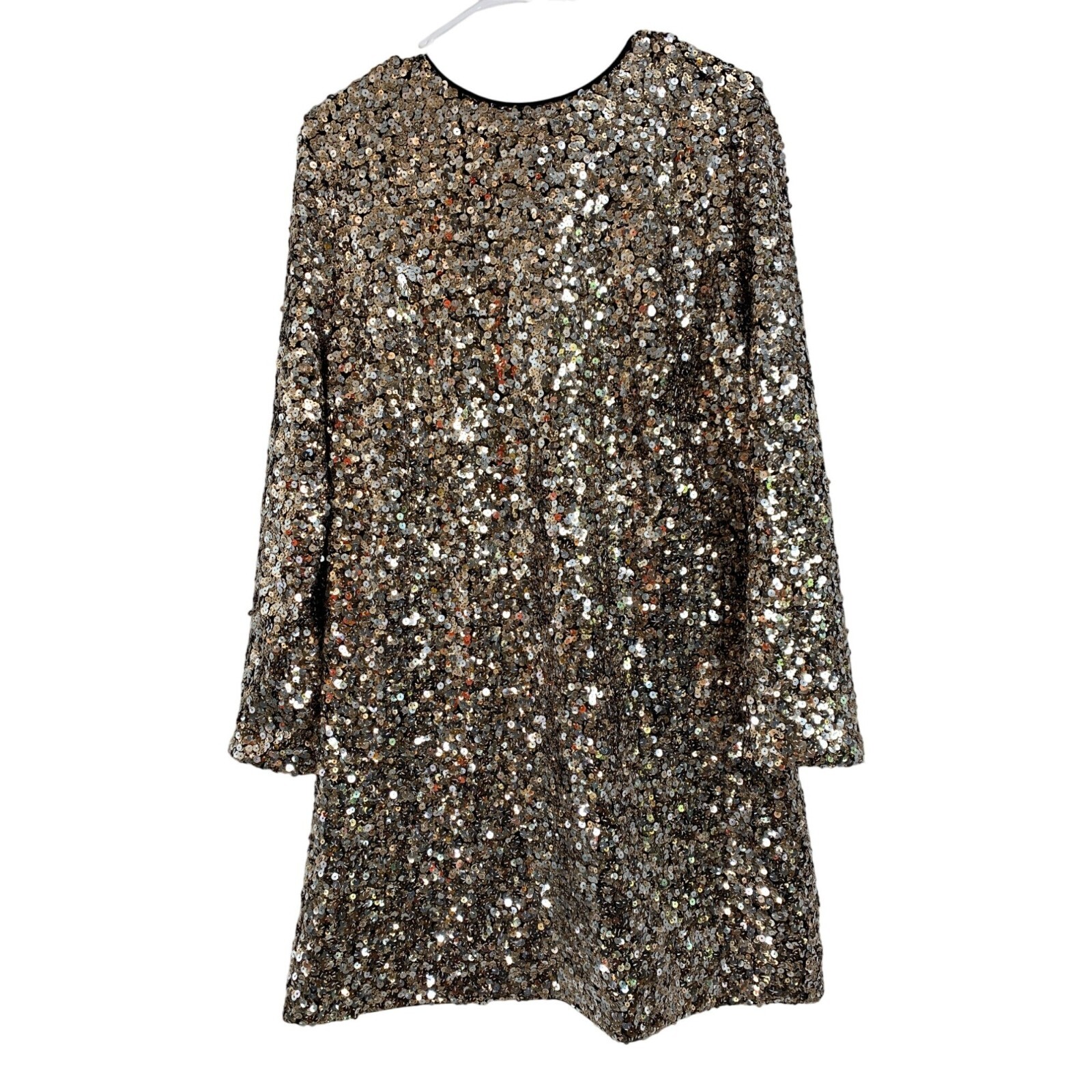 Rare Banana Republic Alina Sequin Mini Dress Size L NWT Long Sleeve Metalic 7354 image 2