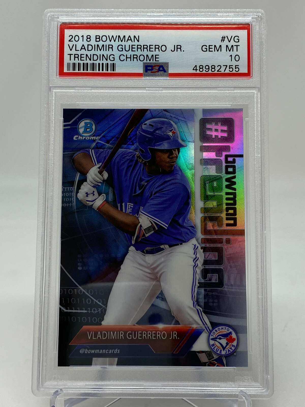 2018 Bowman Chrome #VG Vladimir Guerrero Jr. Trending Chrome Rookie Card PSA 10 view 5