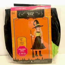 Twisted Witch Orange, Green  Black Halloween Costume Girls Size Large 10-12