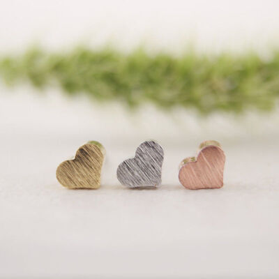 Tiny Heart Damen Ohrstecker Ohrringe Herz Rosegold Matt Filigran Gold Siber