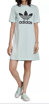 adidas white t shirt dress adidas Womens Logo Crewneck T-Shirt Dress Green M