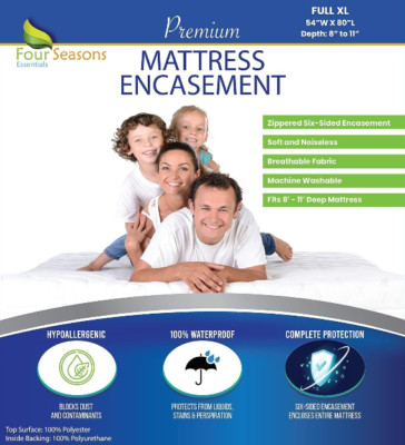 Four Seasons Premium Mattress Encasement Allergies Zippered Full XL-size, NIB