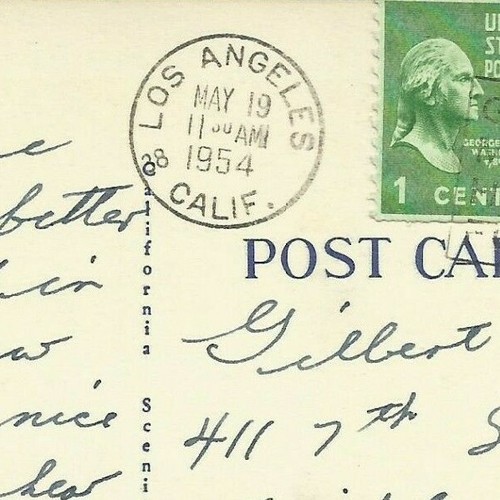 Postal saludos desde California Oil Field Derricks Wells 1954 lino - Imagen 4 de 5