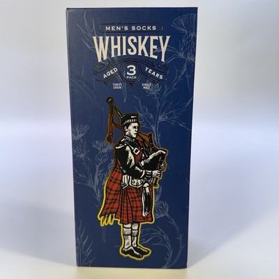 Whiskey Socks 3 Pairs Men's Crew Socks Size 8-12 NIB Black Blue Red New