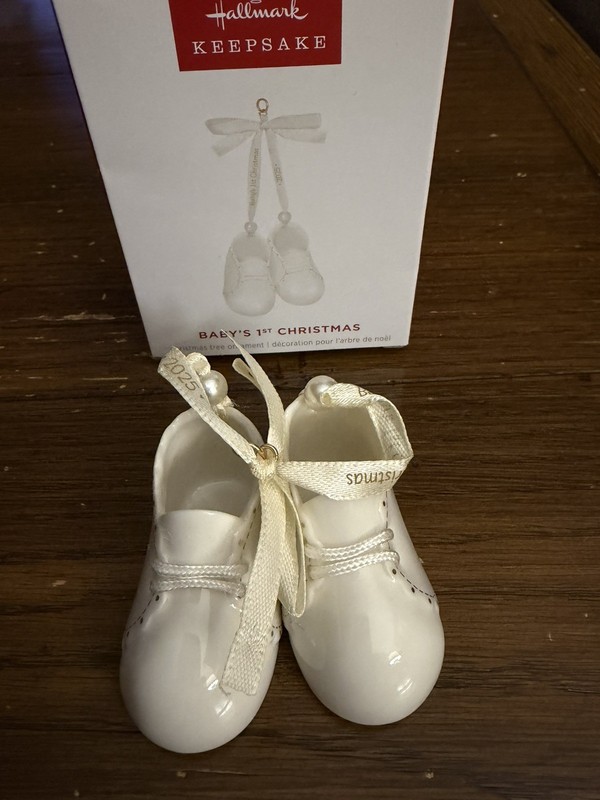 NWT Hallmark Baby’s First Christmas 2025 Ceramic Booties