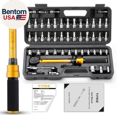 50Pcs Master Bike Torque Wrench Set, 1/4 Inch Drive, 10-230 IN.LB (1-26.0 Nm), I