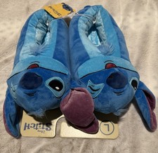 Disney Stitch Slippers Adults Unisex Big Face Plush L 7-10 New Gift