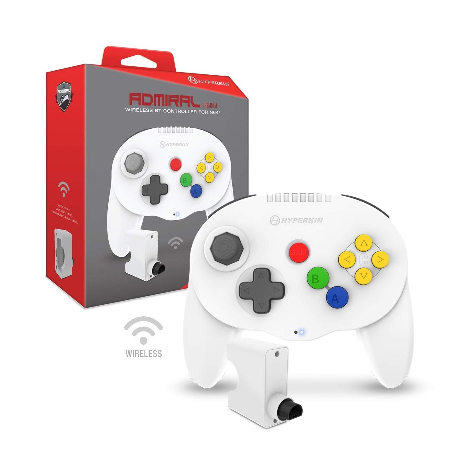 Admiral Premium Wireless BT Controller White - N64 - Brand New