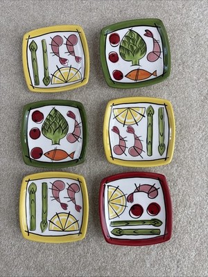 Set of 6 Jennifer Brinley Sidewalk Cafe Bistro Plates (Picasso Andy Warhol)