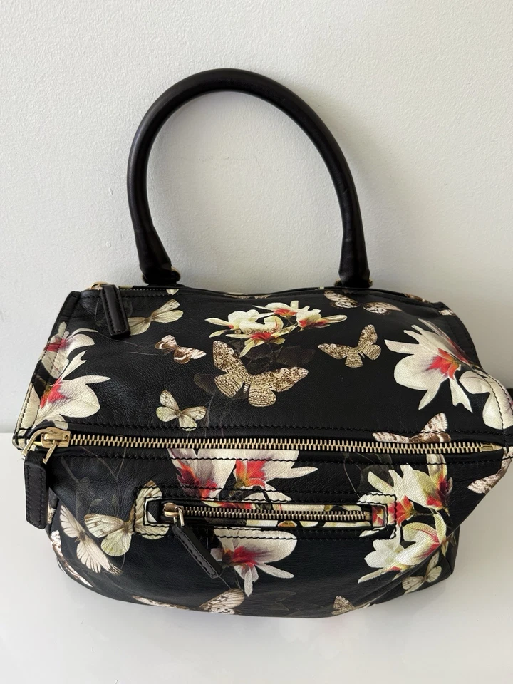GIVENCHY Leather Butterflies Pandora Crossbody Bag Handbag, Black/Multicolor - Image 4 of 4