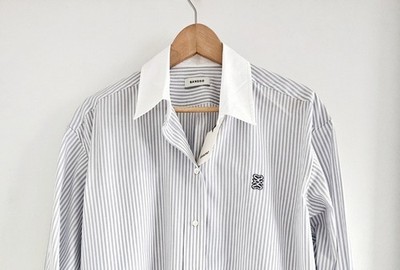 Hemd, Bluse, Sandro, Grau/Weiß, 38