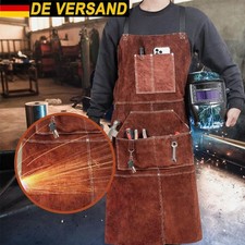 Schwei&szlig;ersch&uuml;rze aus Leder Hitzebest&auml;ndige Flammhemmende Arbeitssch&uuml;rze +Taschen