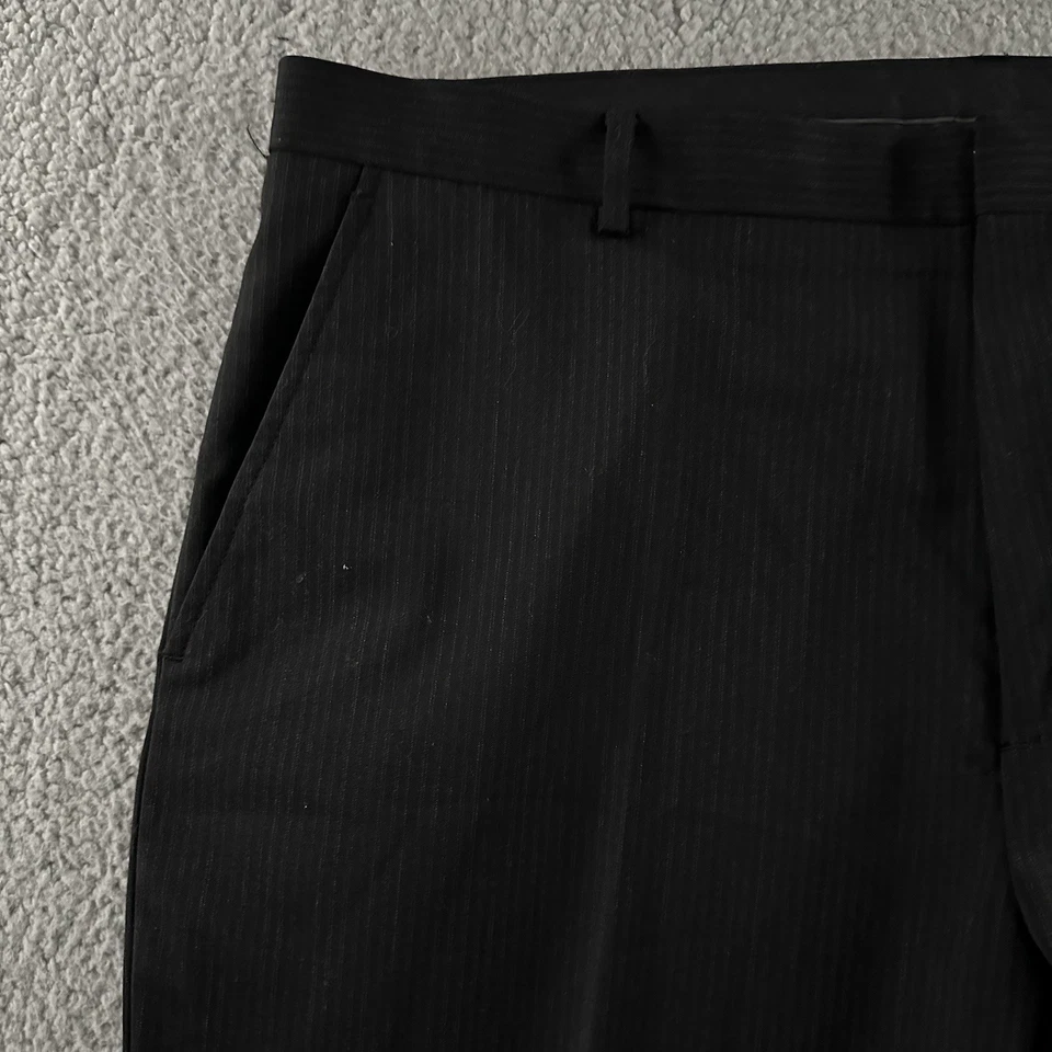 Pantalones de vestir Calvin Klein para hombre negros talla 38x25* mezcla de lana a rayas Foto 3 de 4