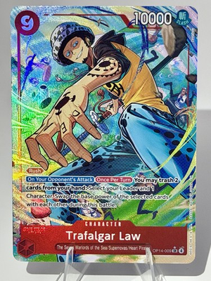 #ad Trafalgar Law OP14 009 Alternate Art The Azure Sea#x27;s Seven Foil NM $29.99