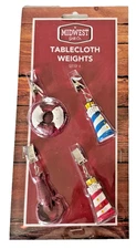 Midwest Grill Nautical Secure Tablecloth Weights Clip on Patio Outdoor Set Of 4