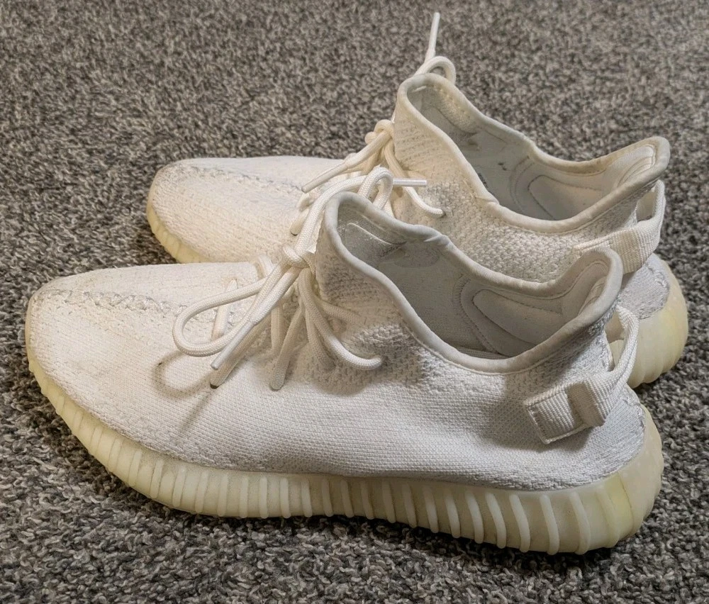 Adidas Yeezy Boost 350 V2 Sneakers Basse Bianco Panna Triple White Uomo Taglia 9 5